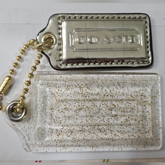 Coach Accessories - Coach 3" Gold Glitter Poppy & 2.5" Gold Foil Hangtag Set